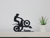 Figura 3D personalizada Moto Trial | Escultura impresa en 3D | Arte minimalista de motocross