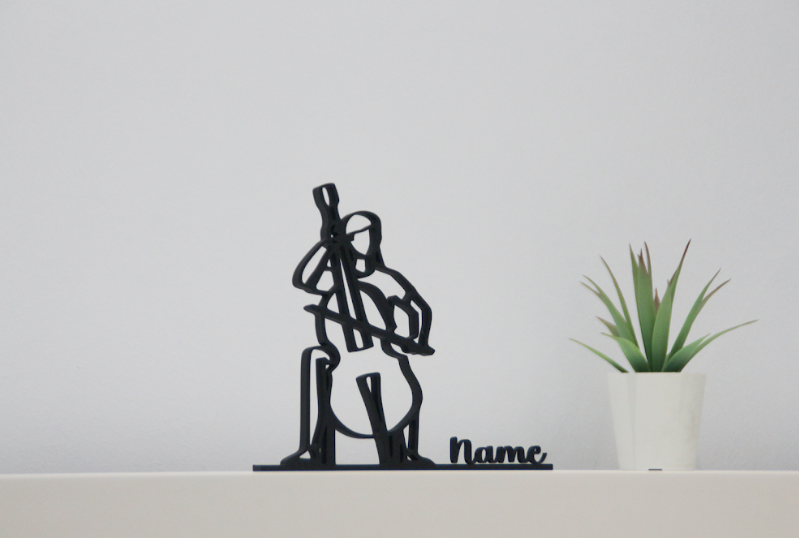 Arte lineal moderno de contrabajista personalizado