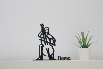 Arte lineal moderno de contrabajista personalizado