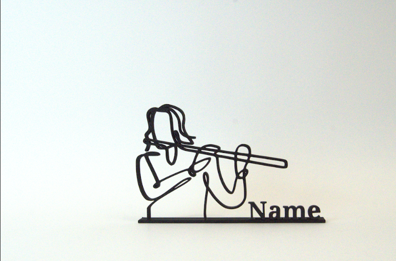 Figura 3D personalizada de flautista impresa en 3D