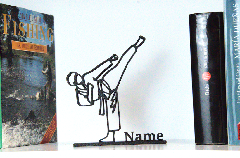 Escultura de arte lineal de karate para decoración del hogar