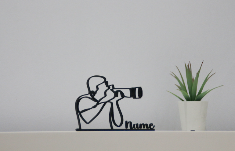 escultura 3D personalizada de fotógrafo