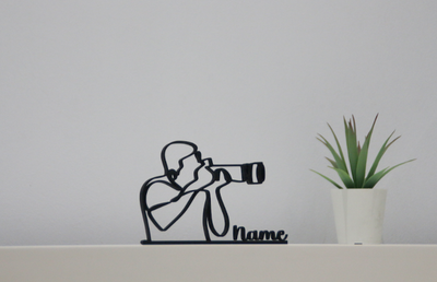 escultura 3D personalizada de fotógrafo