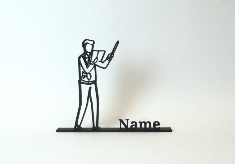 Figura 3D personalizada de profesor impresa en 3D