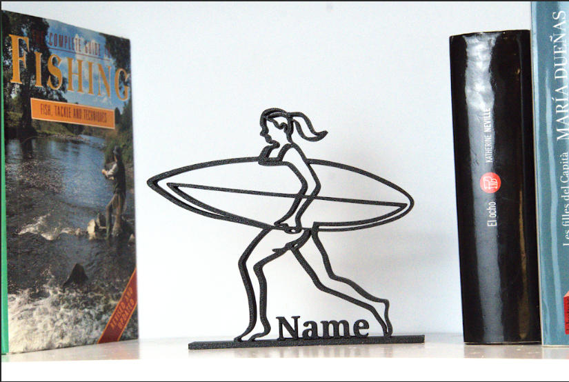 Figura 3D personalizada de surfista | decoraciones de surf | Arte lineal oceánico