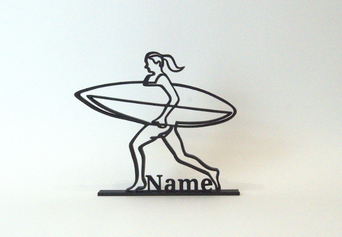 Figura 3D personalizada de surfista | decoraciones de surf | Arte lineal oceánico