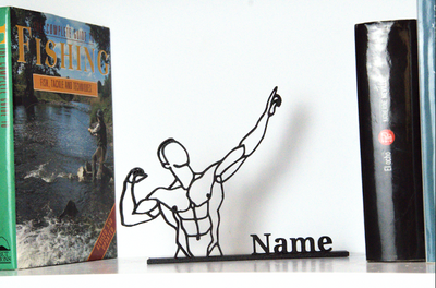 Figura 3D personalizada de culturista | Arte lineal fitness | Placa de identificación de fitness