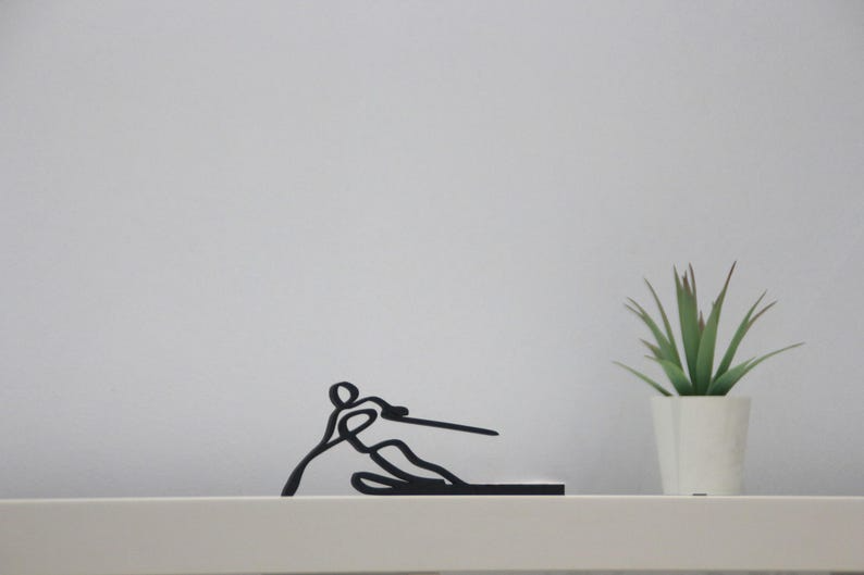 arte de línea de esquiador impreso en 3D