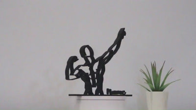 Figura 3D personalizada de culturista | Arte lineal fitness | Placa de identificación de fitness