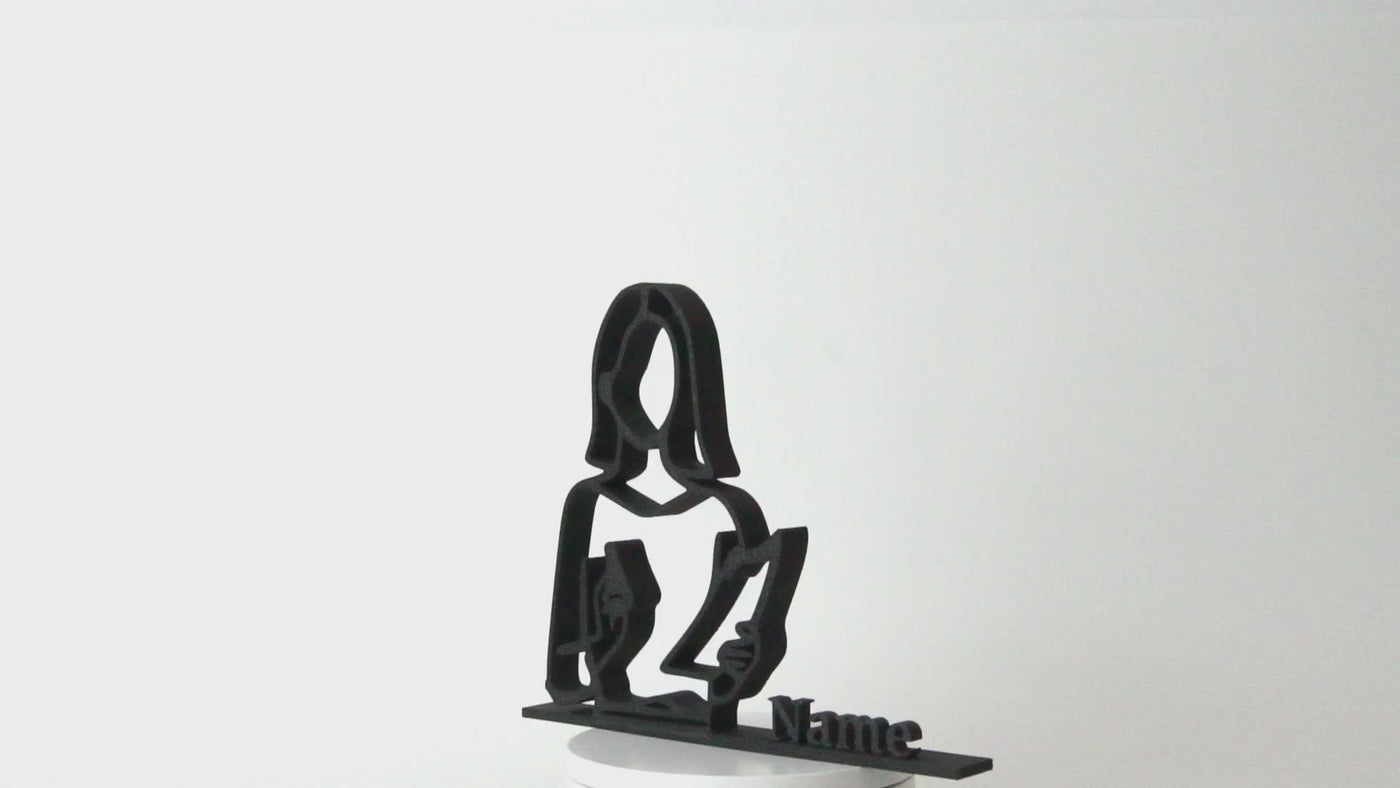 Profesora Arte lineal personalizado | Figura de maestro 3D | Escultura impresa en 3D