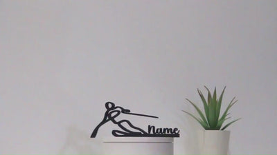 Arte de línea personalizado de esquiador 3D | Escultura impresa personalizada