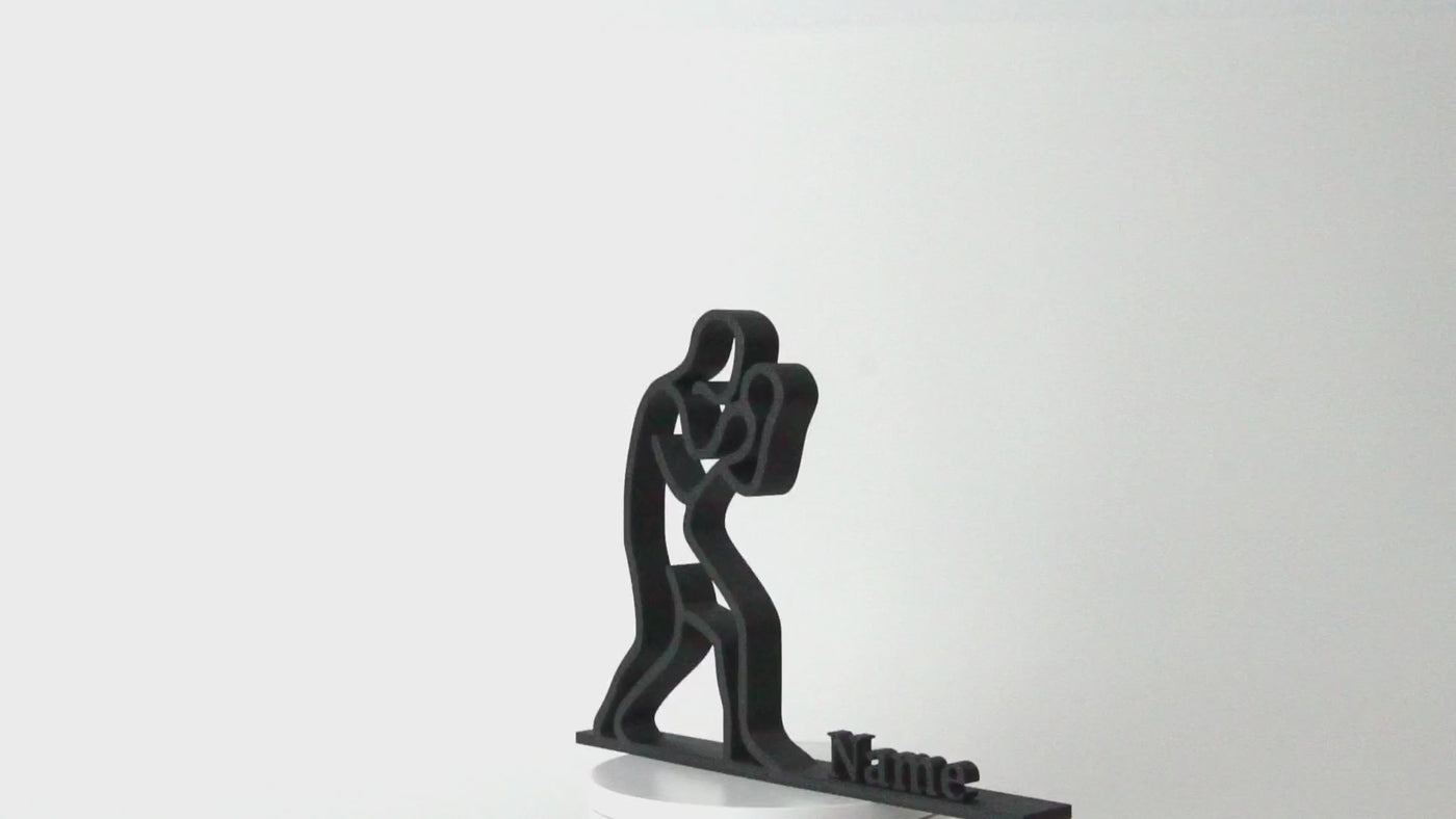 Figura 3D personalizada de boxeador | Arte lineal deportivo | Esculturas de arte 3D 2