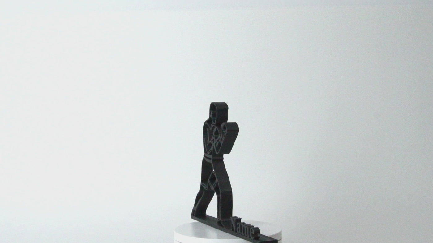 Escultura de arte lineal de boxeo moderna y minimalista
