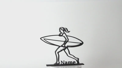 Figura 3D personalizada de surfista | decoraciones de surf | Arte lineal oceánico